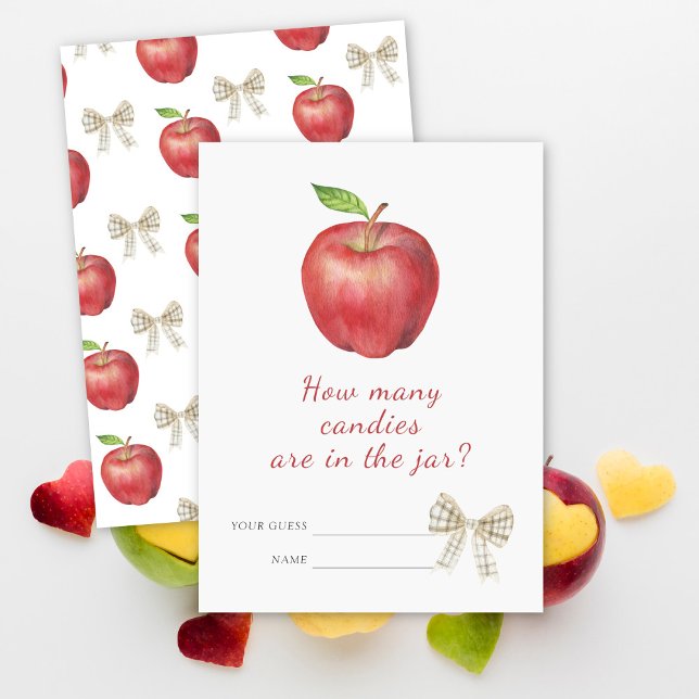 Carte D'accompagnement Aquarelle pomme - Devinez combien de bonbons jeu (Créateur téléchargé)
