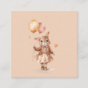 Carte D'accompagnement Aquarelle rétro Petite fille lapin avec ballons
