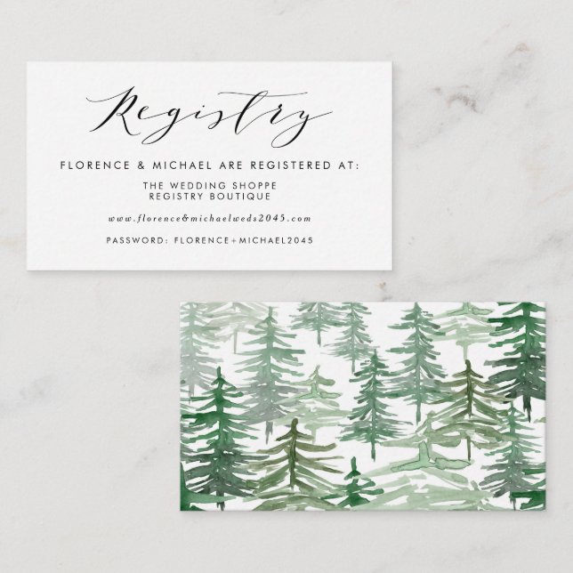 Carte D'accompagnement Aquarelle romantique Registre des Mariages de bois (Devant / Derrière)
