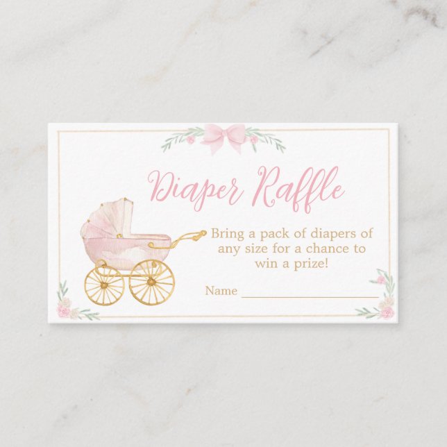 Carte D'accompagnement Aquarelle rose Crest Baby shower Déchets Raffin (Devant)