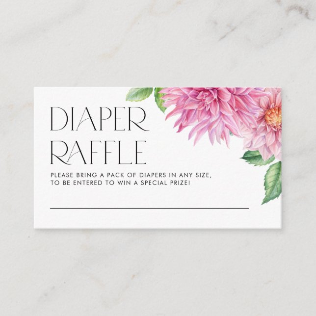 Carte D'accompagnement Aquarelle rose Dahlia Baby shower Déchets Raffin (Devant)