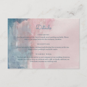 Carte D'accompagnement Aquarelle rose et bleu
