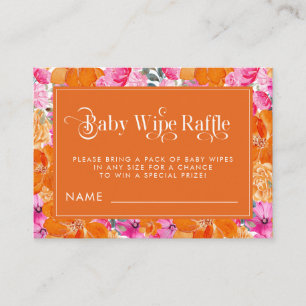 Carte D'accompagnement Aquarelle rose et orange Floral Baby Wipe Raffle