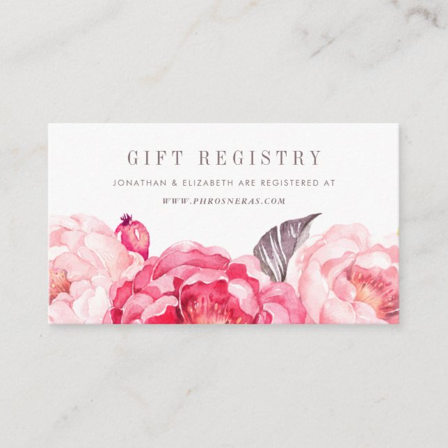 Carte D'accompagnement Aquarelle rose Fleur Wreath Cadeau Registre Insére (Devant)
