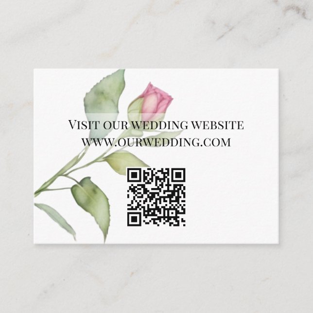 Carte D'accompagnement Aquarelle rose florales pivoines rose mariage (Devant)