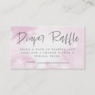 Carte D'accompagnement Aquarelle rose Hiver Moissonneuse à neige Raffle T