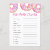 Aquarelle rose mignonne Donuts Bébé Word Scramble