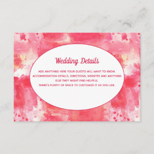 Carte D'accompagnement Aquarelle rose moderne Confetti Détails du Mariage
