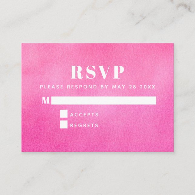 Carte D'accompagnement Aquarelle rose moderne tendance RSVP chic (Devant)