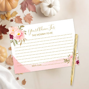 Carte D'accompagnement Aquarelle rose pâle Conseil Baby shower floral