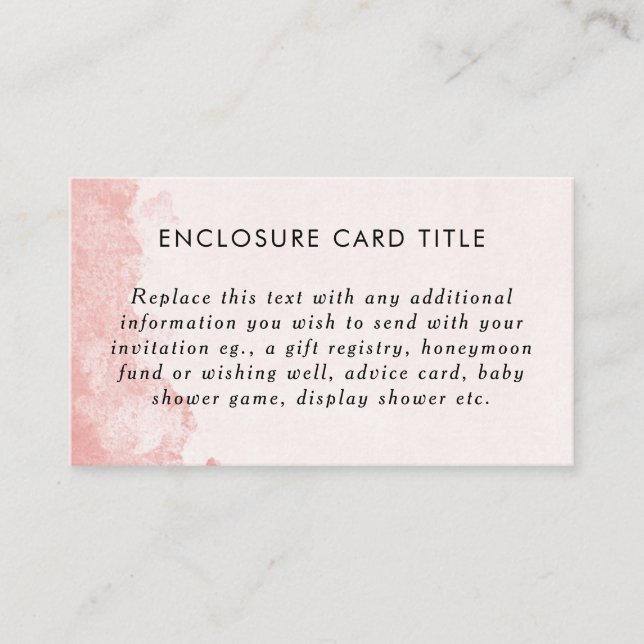 Carte D'accompagnement Aquarelle rose pâle Encre Laver Texture do-it-your (Devant)