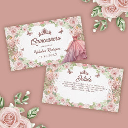 Carte D'accompagnement Aquarelle rose pâle Parties scintillant florale Qu