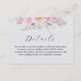 Carte D'accompagnement Aquarelle rose rose rustique Mariage floral