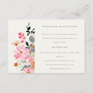 Carte D'accompagnement Aquarelle rose vif Réception de mariage floral