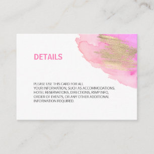 Carte D'accompagnement Aquarelle rose violet or BAT MITZVAH Détails