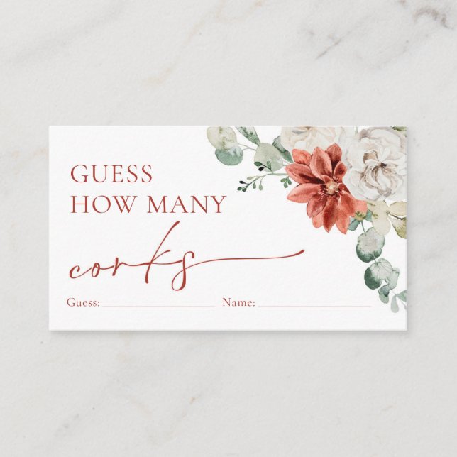 Carte D'accompagnement Aquarelle Rouge hiver Devinez combien de bouchons  (Devant)