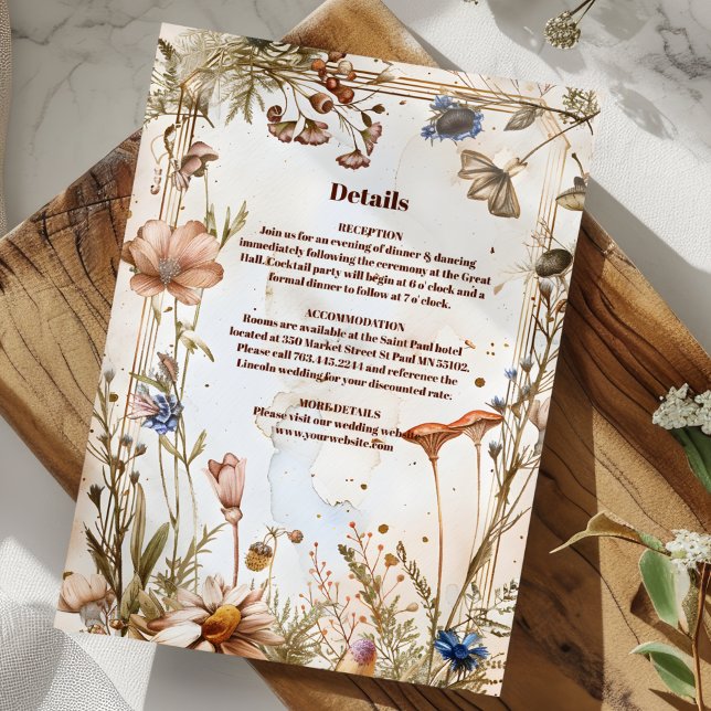 Carte D'accompagnement Aquarelle rustique Mariage bois (Créateur téléchargé)