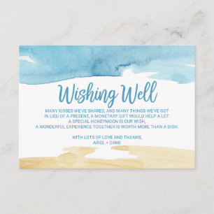Carte D'accompagnement Aquarelle Sable et Mariage de mer Wishing well