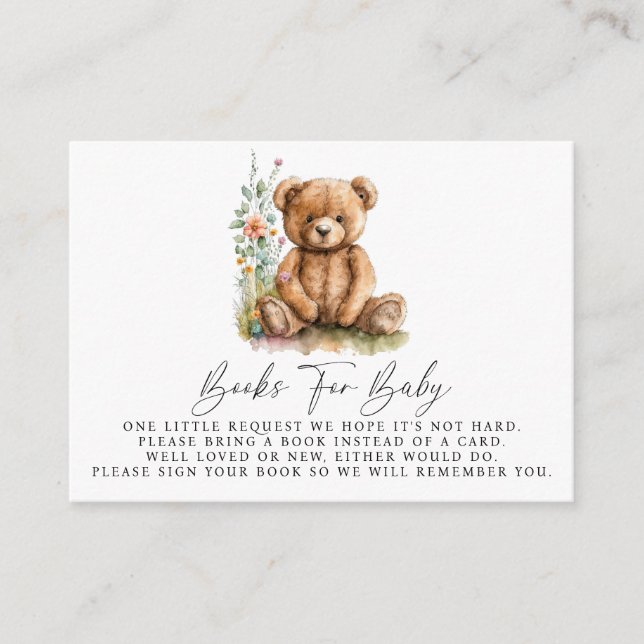 Carte D'accompagnement Aquarelle simple Baby shower d'ours en peluche (Devant)