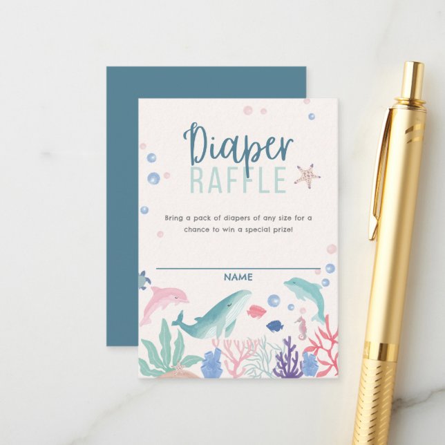 Carte D'accompagnement Aquarelle sous le Baby shower de jauge de couches  (Devant/Arrière en situation)
