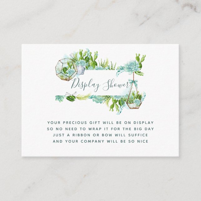 Carte D'accompagnement Aquarelle Succulents Baby shower Affichage douche (Devant)