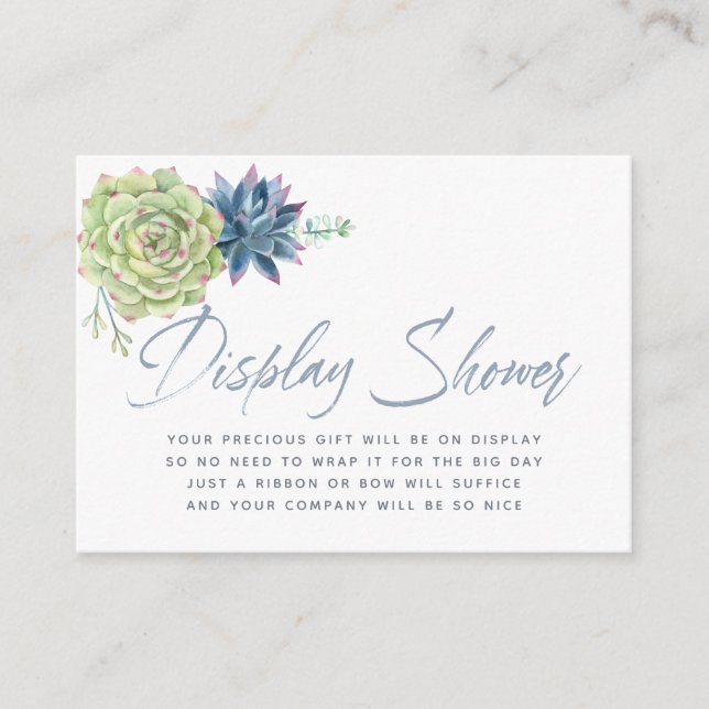 Carte D'accompagnement Aquarelle Succulents Baby shower Affichage douche (Devant)