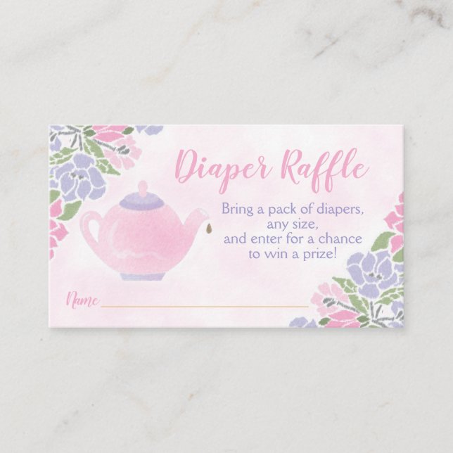 Carte D'accompagnement Aquarelle Teapot Baby shower Déchets Raffle Ticket (Devant)