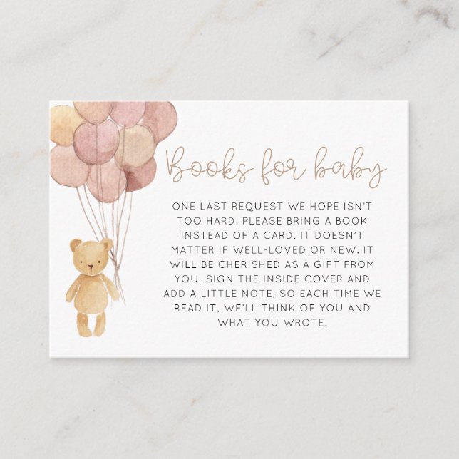 Carte D'accompagnement Aquarelle Teddy Bear Balloons Livres pour bébé (Devant)