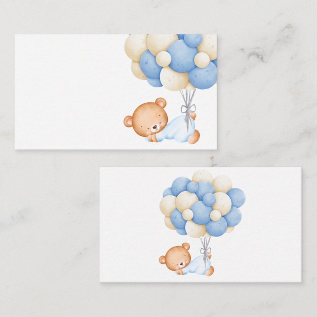 Carte D'accompagnement Aquarelle Teddy Boloons d'ours blanc (Devant / Derrière)