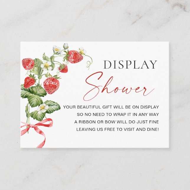 Carte D'accompagnement Aquarelle tendance Fraise Baby Display Douche (Devant)