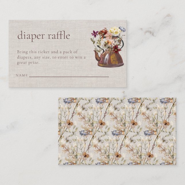 Carte D'accompagnement Aquarelle Thé Floral Déchets Baby shower de raffe (Devant / Derrière)