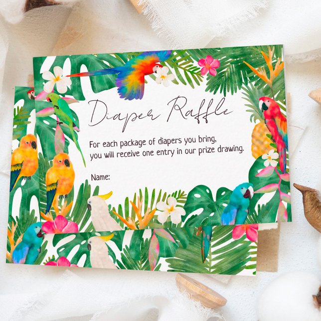 Carte D'accompagnement Aquarelle tombole de perroquets tropicaux (Créateur téléchargé)