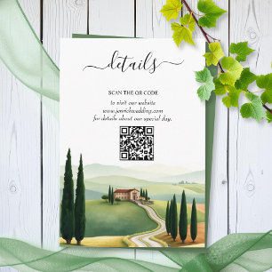 Carte D'accompagnement Aquarelle Toscane Italie Détails du mariage QR