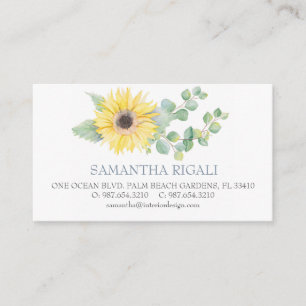 Carte D'accompagnement Aquarelle tournesol vert Eucalyptus Business