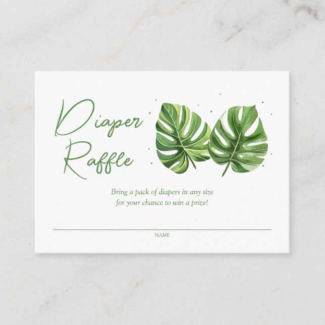 Carte D'accompagnement Aquarelle Tropical Palm Baby shower Diaper Raffle (Devant)