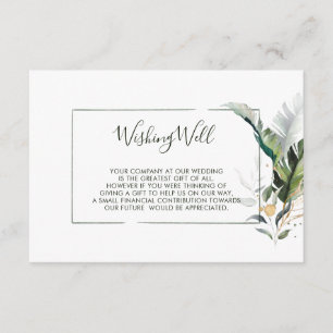 Carte D'accompagnement Aquarelle Tropicale Feuilles Mariage Wishing well