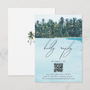Carte D'accompagnement Aquarelle tropicale Palms & Mariage de plage