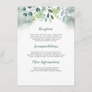 Carte D'accompagnement Aquarelle Verdure Informations Mariage Invité