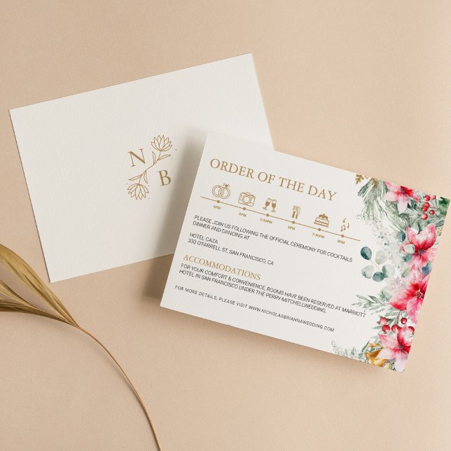 Carte D'accompagnement Aquarelle Verdure Noël Mariage Timeline (Créateur téléchargé)