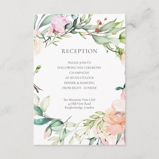 Carte D'accompagnement Aquarelle Verdure Réception de mariage floral (Devant)