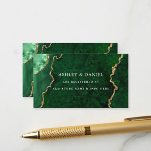 Carte D'accompagnement Aquarelle Vert Marbre Or Agate Géode Mariage