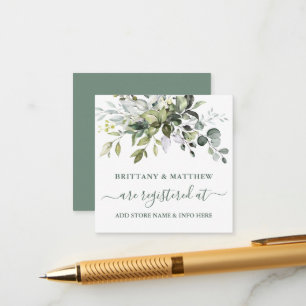 Carte D'accompagnement Aquarelle Vert Mariage Registre Sage Vert