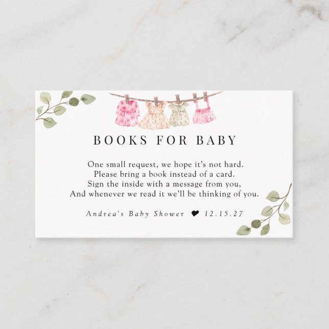 Carte D'accompagnement Aquarelle Vêtements bébé | Boho Girl Books For Bab (Devant)