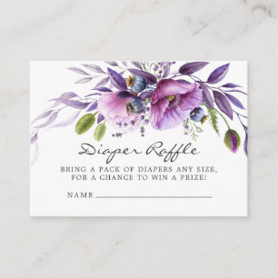Carte D'accompagnement Aquarelle Violet Floral Baby shower Déchets Raffin