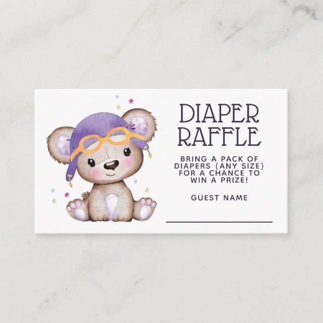 Carte D'accompagnement Aquarelle Whimsical Girl Pilot Teddy Bear (Devant)