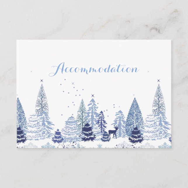 Carte D'accompagnement Aquarelle Woodland Hiver Mariage Hébergement E (Devant)