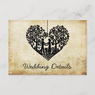 Carte D'accompagnement Arbre à cœur suspendu Détail de mariage vintage