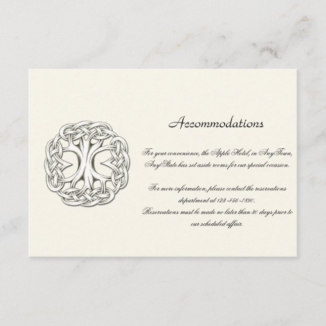 Carte D'accompagnement Arbre celtique de vie Mariage Insertion (Devant)