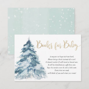 Carte D'accompagnement Arbre de Noël et livres de neige pour baby shower 
