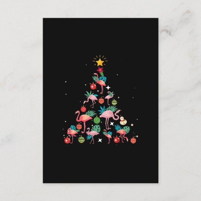Carte D'accompagnement Arbre de Noël Flamant rose drôle (Devant)